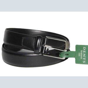 DENTS England Black Leather Dress Belt Men's Size 42